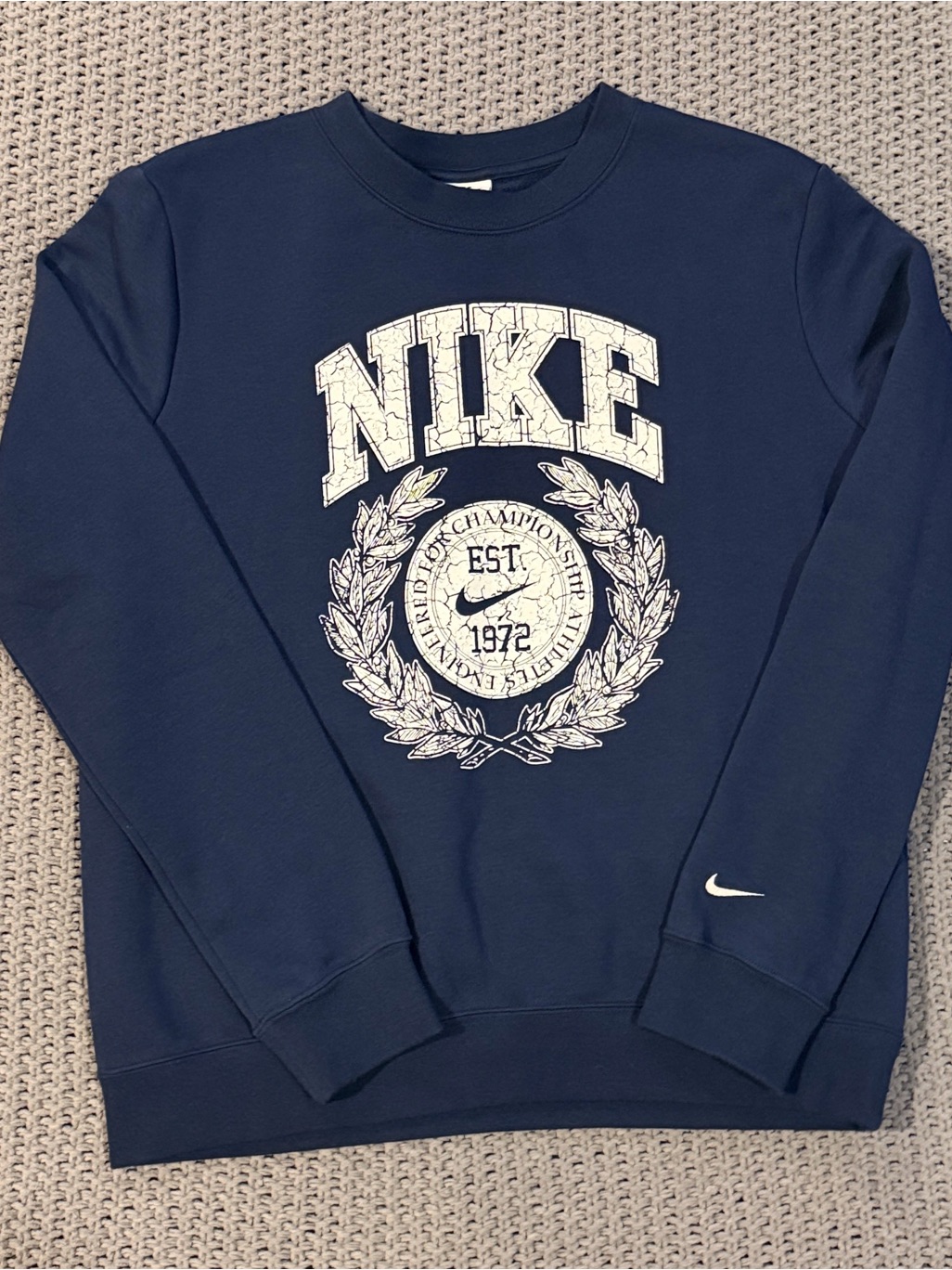 Nike Navy Crewneck With White Crest Logo